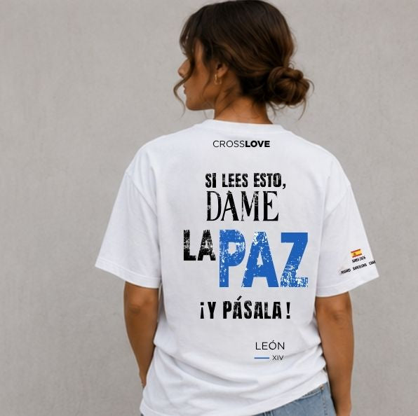 Camiseta AZUL COLECCIÓN PAPA LEÓN XIV "DAME LA PAZ"