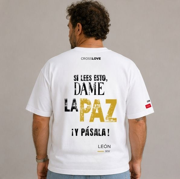 Camiseta DORADA COLECCIÓN PAPA LEÓN XIV "DAME LA PAZ"