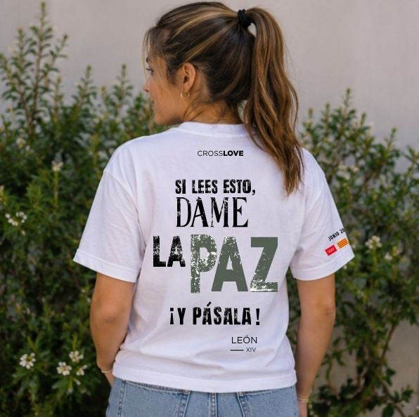 Camisetas VERDE OLIVA COLECCIÓN PAPA LEÓN XIV "DAME LA PAZ"
