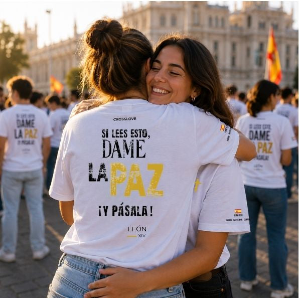 Camiseta DORADA COLECCIÓN PAPA LEÓN XIV "DAME LA PAZ"