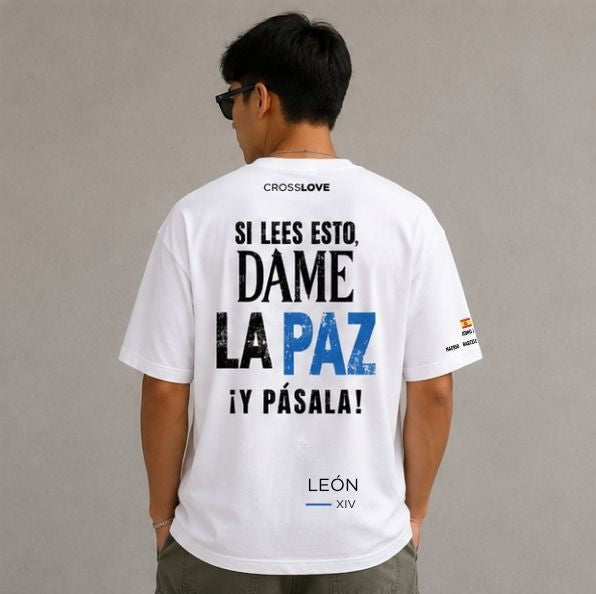 Camiseta AZUL COLECCIÓN PAPA LEÓN XIV "DAME LA PAZ"