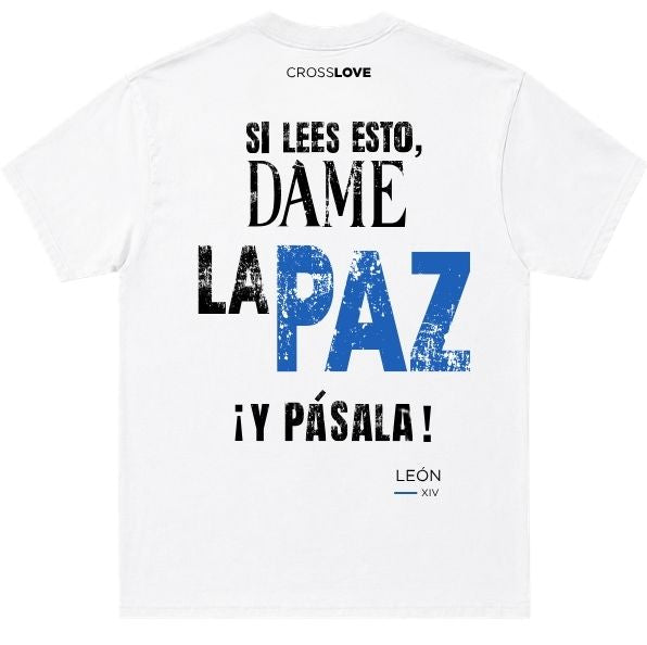 Camiseta AZUL COLECCIÓN PAPA LEÓN XIV "DAME LA PAZ"
