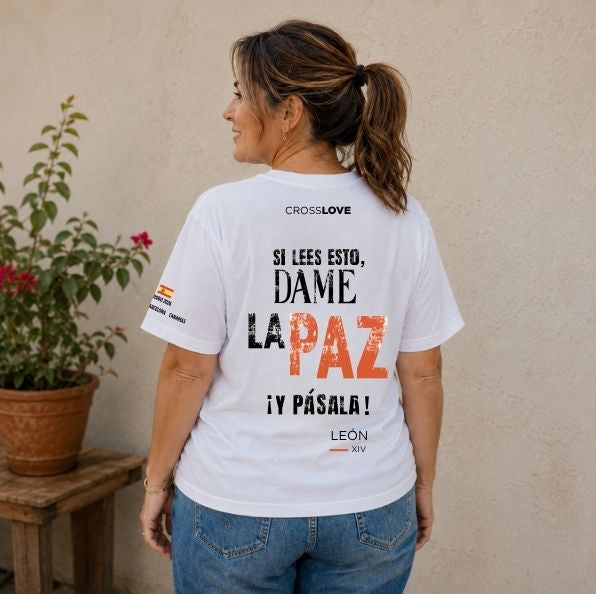 Camiseta NARANJA COLECCIÓN PAPA LEÓN XIV "DAME LA PAZ"