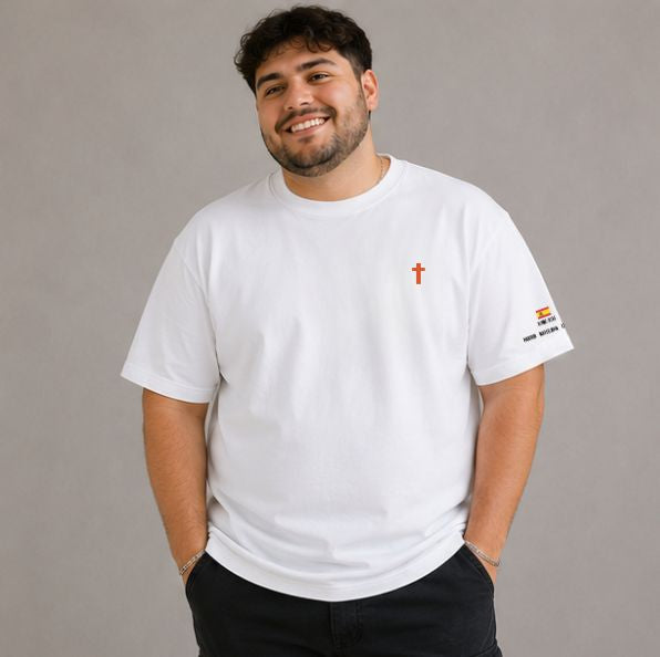 Camiseta NARANJA COLECCIÓN PAPA LEÓN XIV "DAME LA PAZ"