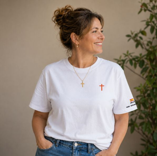 Camiseta NARANJA COLECCIÓN PAPA LEÓN XIV "DAME LA PAZ"