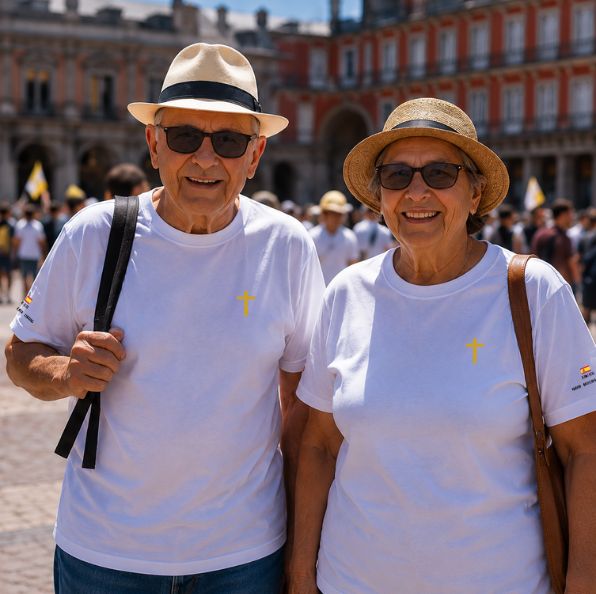 Camiseta  DORADA COLECCIÓN PAPA LEÓN XIV "DAME LA PAZ"