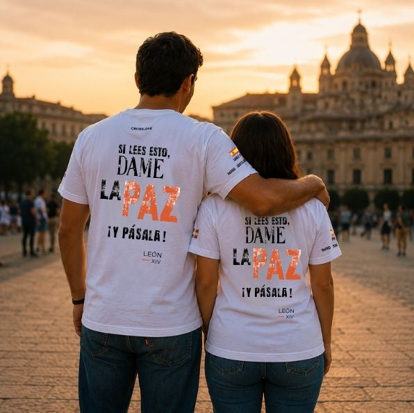 Camiseta NARANJA COLECCIÓN PAPA LEÓN XIV "DAME LA PAZ"